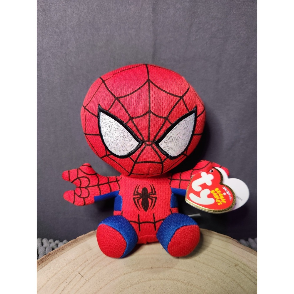 Spider-Man Beanie Babies TY 6" Marvel Plush Toy with Tags BRAND NEW Mint‎ Cond